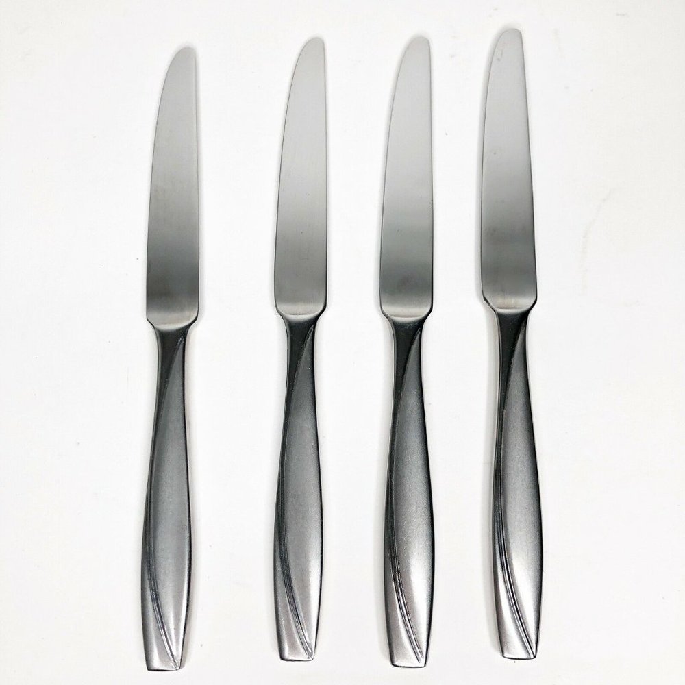 Oneida CAMLYNN CLEO Stainless Lot of 4 Butter Knife Frost Handle Glossy Accent